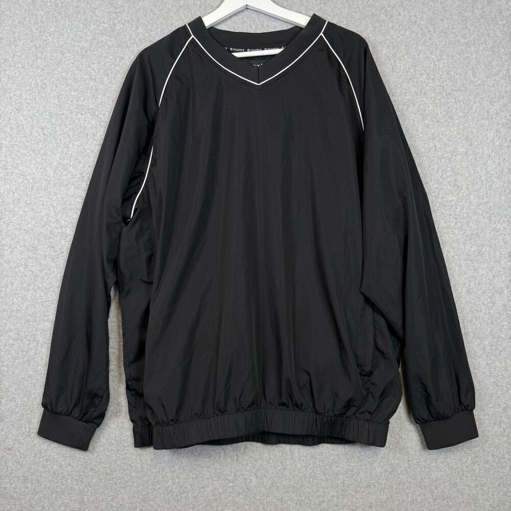 Footjoy Mens Size Large Pullover Golf V Neck Jacket Black Lightweight Pockets
